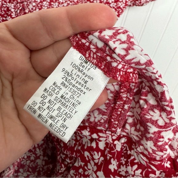 Bohme Dress Small Mini Red White Floral Ditzy‎ Boho Festival 90’s Casual - Picture 4 of 6